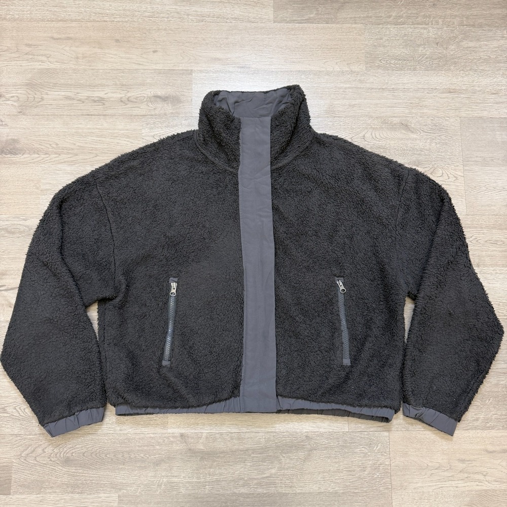 Vuori Cozy Sherpa Jacket Womens L Black Full Zip Fleece VW530